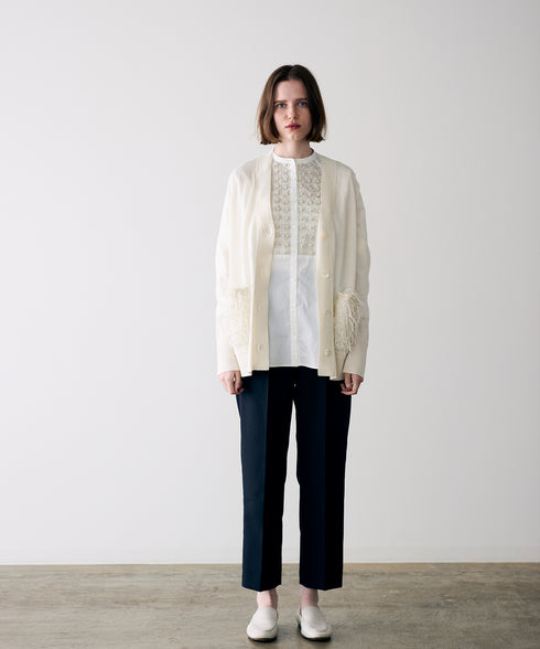 【SOI-MeME】sheer fringe high gauge cardigan